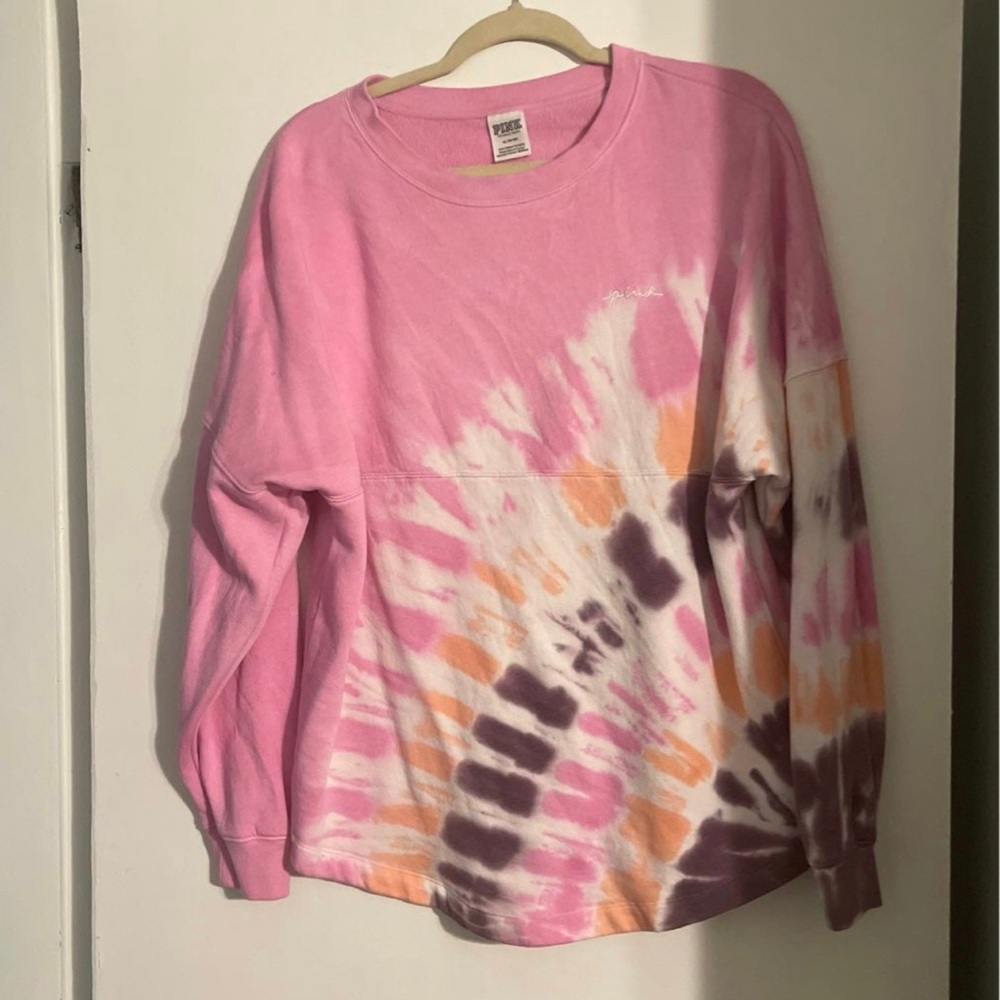 PINK tie dye crew neck sweatshirt